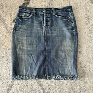 7 For All Mankind Denim Skirt with Frayed Hem